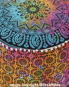 หมอนผ้าฝ้ายอินเดียทรงกลมมันดาลาเก้าอี้ขนาดเล็กเก้าอี้ทำด้วยมือและออตโตมันสำหรับห้องนั่งเล่นเฟอร์นิเจอร์ตกแต่งบ้าน - Product Image 6