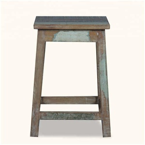 Taburete de mesa auxiliar de pedestal de 18 "de madera recuperada rústica cuadrada/taburete de madera - Product Image 2