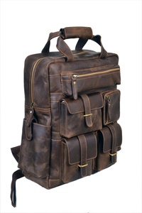 Mochila de Cuero Vintage para Hombre y Mujer, Morral de Cuero Genuino, Unisex, Liso, Portátil, Moda Escolar - Product Image 2