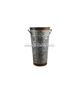 Jardinière décorative galvanisée avec poignées pour fleurs, décoration de la maison pour salon, cuisine, chambre, appartement, bureau - Product Image 1