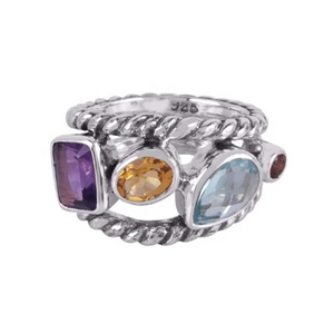 สินค้ามาใหม่สีฟ้าบุษราคัมอเมทิสต์ซิทรีนอัญมณีหลากสี925แหวนเวอร์เมิลทำด้วยมือเครื่องประดับเงินสเตอร์ลิง - Product Image 2