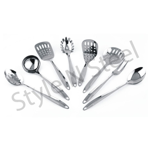 Ustensiles de cuisine et de service Ensemble de 8 pièces Accessoires en acier inoxydable Ensemble d'ustensiles de cuisine en silicone souple antiadhésif - Product Image 1