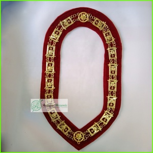 Shriner Emblem Collier de chaîne maçonnique Or sur chaîne de collier de support rouge - Product Image 6