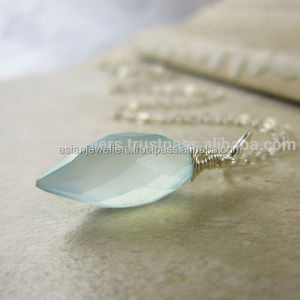 Collier avec pendentif en pierre de calcédoine d'eau en argent sterling 925 - Product Image 2