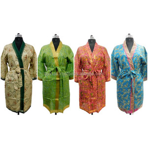 Kimono de Saree de seda Vintage, venta al por mayor, bata corta, ropa de dormir íntima - Product Image 1