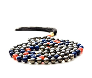 สร้อยคอลูกปัด108มาลาจากศิลปินอินเดียโซ่ลูกปัดนิลนิลทำมือทางจิตวิญญาณสำหรับเป็นของขวัญ - Product Image 1