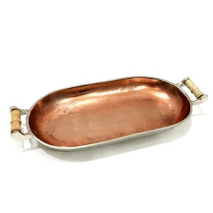 Nouvel Arrivage Design Royal De Luxe Métal Aluminium Cuivre Plaqué Nickel Fini Plateaux De Service Alimentaire pour La Maison Décoration De Table - Product Image 2