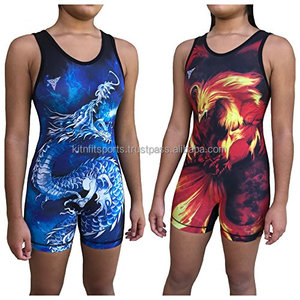 Singlet de Lucha Reversible Rojo y Azul Sublimado para Mujer - Product Image 1
