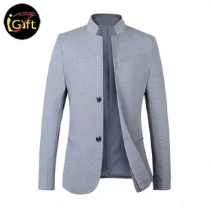 BSCI 2019 New design modern slim fit Mandarin Collar Men's Custom Suits