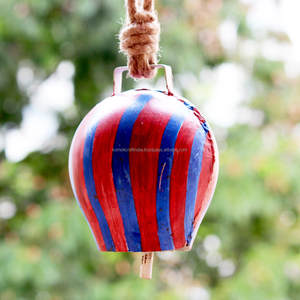 Handmade Painted Iron Cowbells Small Yellow Craft <b>Bells</b> for Home and Garden Decoration, Rustic Indian Metal Cow <b>Bells</b> - Product Image 4