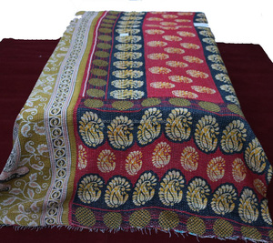 Colcha decorativa de algodón para el hogar, juego de ropa de cama Reversible hecha a mano, colcha kanta étnica india - Product Image 1