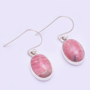 Genuine Pink Oval Rhodochrosite Solid .925 Sterling Silver Hook <b>Dangle</b> <b>Earrings</b> Handmade <b>Gold</b> Jewelry for Party Gift Casa De - Product Image 1