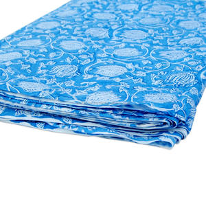 ผ้าฝ้ายพิมพ์ลายบล็อกไชปุระแบบดั้งเดิมอินเดียแฮนด์เมดดอกไม้ท้องฟ้าวัสดุวิ่งสีฟ้าสําหรับการทําชุดขายส่ง - Product Image 5