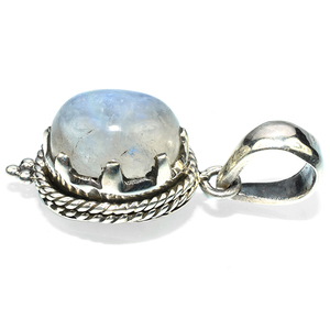 Colgante de plata de ley 925 con forma ovalada y arcoíris blanco, joyería de venta al por mayor - Product Image 3
