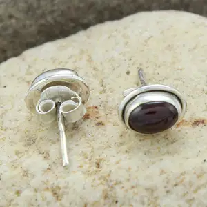 Classic red garnet gemstone stud 925 sterling silver fashion jewelry elegant look and classic design Earring