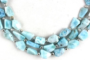 Belle 16 "Long 1 brin naturel Larimar pierres précieuses AAA Grade bleu ciel facettes pépites forme perles pour la fabrication de bijoux en gros - Product Image 4