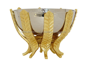 Bol artisanal en laiton antique d'Inde imprimé numériquement Minakari Floral Design Art décoratif indien traditionnel - Product Image 4