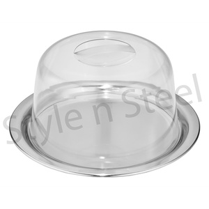 Usine nouvelle planche à fromage de Style en acier Unique avec plateau à fromage dôme en verre à gâteau avec couvercle en acier inoxydable - Product Image 1