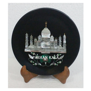 Plato con Incrustaciones de Mármol de Alta Calidad con Diseño Taj Mahal - Product Image 1
