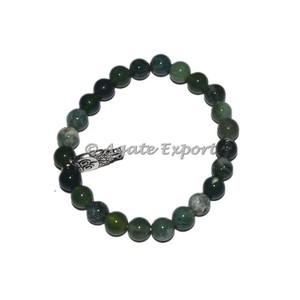 Pulseras de ágata verde musgo, con abalorio de búho, 2019 - Product Image 1