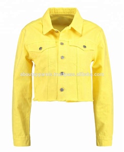 New Arrival Customized Latest Fashion Jean Jacket Wholesale Denim Jean Jacket, Women Fashionable Yellow Denim Jacket - Product Image 5