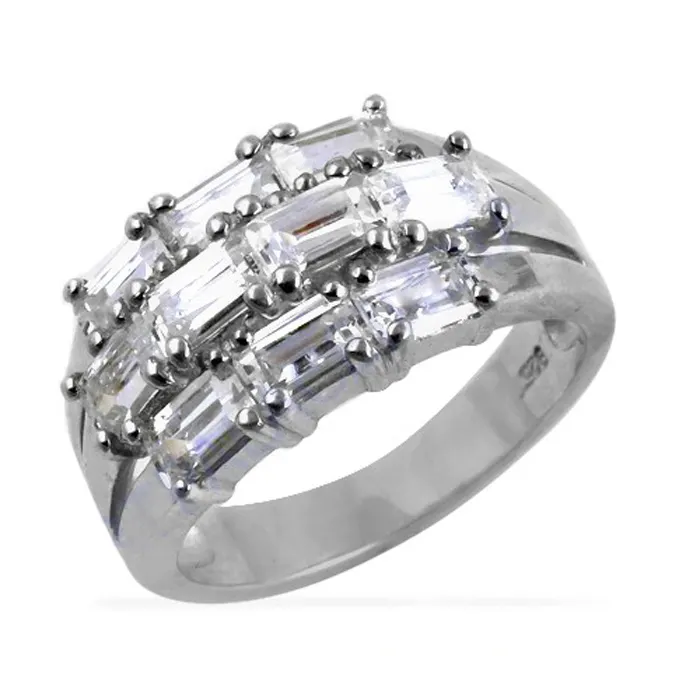 Классическое красивое 925 стерлингового серебра, оригинальное высококачественное кольцо с белыми бриллиантами, кубический цирконий