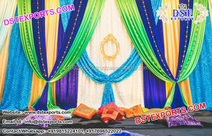 ผ้าม่านสไตล์ rajasthani แบบมันวาวม่านสำหรับฉากหลังเวทีผ้ากำมะหยี่สีน้ำเงินเข้มสำหรับงานแต่งงานและงานเลี้ยงเวที - Product Image 2