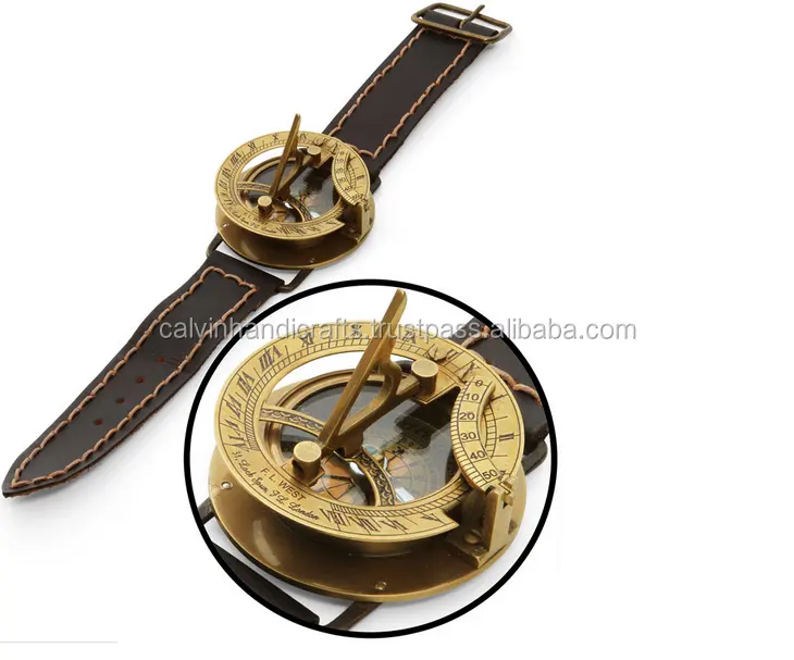 Romano muñeca reloj brújula con cinturón de cuero-latón reloj brújula Náutica de moda de mujer brújula CHCOM019