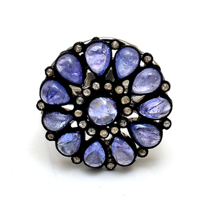 Anillos de piedras preciosas oxidadas TZ negro diamante de plata superventas diseño de flores clásicas para boda de mujer mayorista directo - Product Image 3