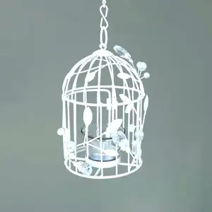 Metal Bird Cage Tea Light Candle Holder with Flower Vine Home & Garden Diwali Decoration Iron Tealight Holder