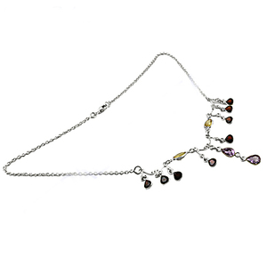 Exquisito Collar Lariat de Plata de Ley 925 con Incrustaciones de Piedras Preciosas, Joyería de Diseño con Amatista y Perlas para Boda - Product Image 1