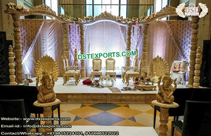 Mandap de Boda de Madera con Aspecto de Fibra de Moda, Mandap Tradicional Asiático para Bodas, Nuevo Mandap de Madera con Tema Blanco para Bodas en Australia - Product Image 2