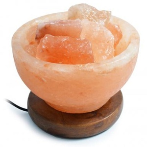 Sian Enterprises' Feng Shui Style Electric Fire Bowl Lampe à sel sculptée sel de l'Himilaya avec morceaux de sel et cordon Style ange - Product Image 3