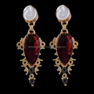 โกเมนพลอยโดยตรงโรงงานขายส่งผู้หญิงแฟชั่นทองเหลืองต่างหู - Product Image 1