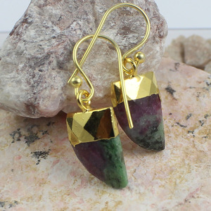 Rubis Zoisite bijoux en forme de corne de galvanoplastie argent plaqué 925 boucle d'oreille en argent Sterling plaqué or - Product Image 5
