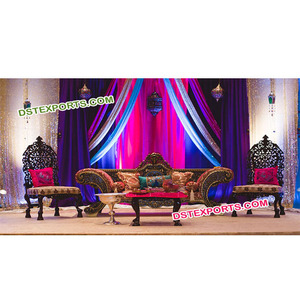 Couchuk ไม้แกะสลักสไตล์โบราณเฟอร์นิเจอร์เวทีแต่งงานของชาวมุสลิมชาวปากีสถาน - Product Image 1
