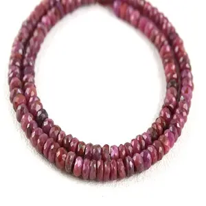 The Best Quality In Faceted Rondelle Shape Natural Red Ruby Gemstone Beads For Jewelry Making Wholesale July Birthstone
