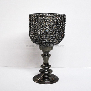 เชิงเทียนโบราณคริสตัลชุบนิกเกิลสีดำที่ทำจากโลหะเชิงเทียนขนาดใหญ่สำหรับวางเทียนบนโต๊ะ - Product Image 1