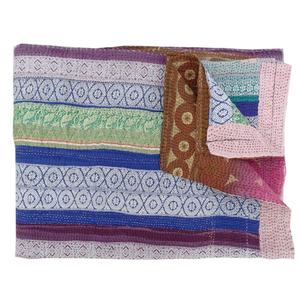 Wholesale Bohemian Stripe <b>Kantha</b> <b>Quilt</b> Hand Stitched Vintage Blanket for Home or Hotel Use - Product Image 1