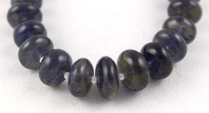 Calidad impresionante 22 "cadena larga Natural azul Iolite piedra preciosa suave Rondelle cuentas collar hecho a mano al por mayor - Product Image 4