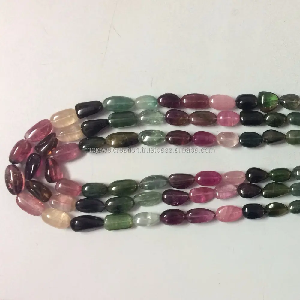 Natural Multi Watermelon Tourmaline Smooth Tumble Shape Gemstone Beads Strand from Manufacturer Shop Online Wholesale Price