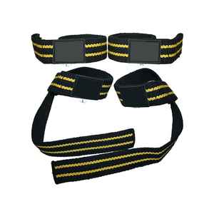 Venta al por mayor de algodón personalizado levantamiento de pesas gimnasia muñequeras Fitness culturismo antideslizante de alta calidad logotipo personalizado negro - Product Image 1