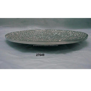 Plateau de service plaqué or haute émail métal Standard affichage assiettes de service en laiton - Product Image 1