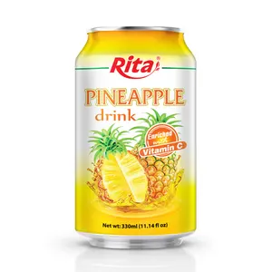 High Quality Vietnam Tropical Fruit Juice - 330ml Alu Packing Pineapple Fruit Juice From RITA OEM Beverage 100% Pure Organic