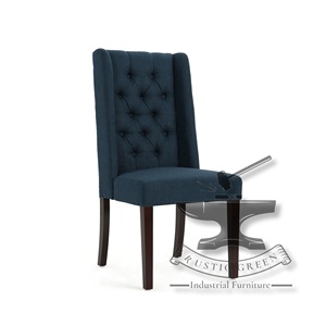 เก้าอี้รับประทานอาหารหนังแนวอุตสาหกรรมแบบชนบทพร้อมไม้ด้านหลังยาวและผ้าสำหรับร้านอาหารและห้องนั่งเล่นเฟอร์นิเจอร์โรงแรม - Product Image 3