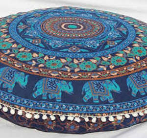 Grand rond Tribal psychédélique Mandala méditation oreillers de sol tapisserie indienne bohème Pouf jeter Boho housse de coussin de sol - Product Image 4