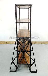 Mesa de Comedor Plegable de Madera de Mango, Estantería Vintage, Diseño Industrial Moderno, Base de Hierro, Color Negro, Muebles de Madera Natural - Product Image 2