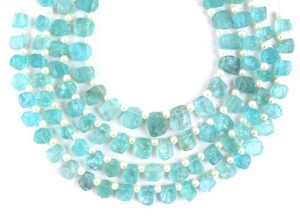 Perles de pierres précieuses d'apatite bleue naturelle de 23 pièces, pierres brutes non traitées de haute qualité pour la fabrication de bijoux, belles perles brutes - Product Image 2