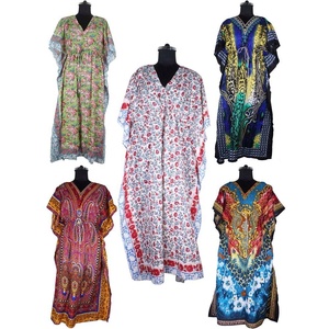 Vestido largo Kaftan Tamaño libre Tela de algodón Kaftan Bloque de mano Impreso Kaftan Hecho a mano Caftan indio Abaya Kaftan Caftan Jalabiya - Product Image 1
