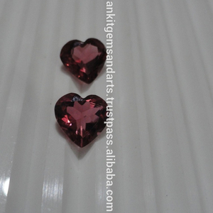 Tourmaline rose en forme de coeur carré rouge naturel et pierre précieuse octogonale pour la fabrication de bijoux pour colliers - Product Image 2